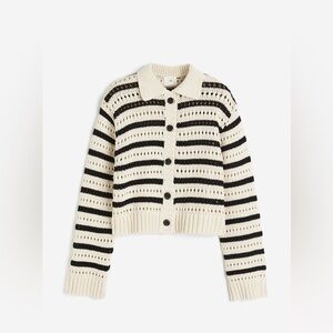 Striped Cream and Black Women's Sweater